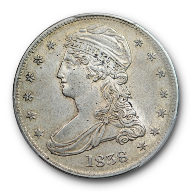 1838 50C Reeded Edge Capped Bust Half Dollar PCGS AU 55 About Uncirculated CAC Apprved
