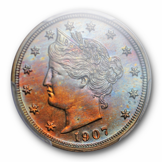1907 5C Liberty Head Nickel PCGS PR 64 Proof Colorful Toned Beauty Pretty ! 