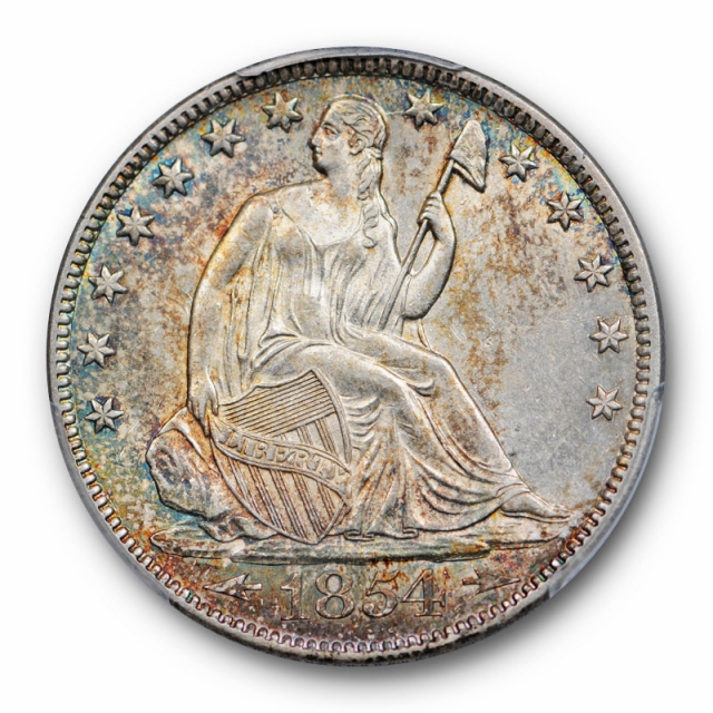1854 O 50C Arrows Seated Liberty Half Dollar PCGS MS 62 Uncirculated Toned