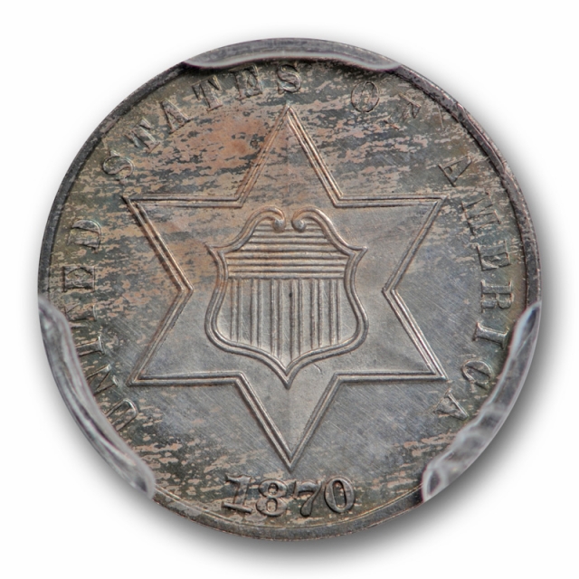 1870 3CS Three Cent Silver PCGS PR 63 Proof Key Date Low Mintage Toned 