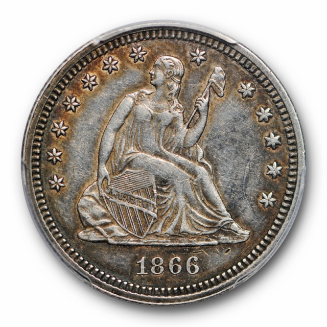 1866 25C Seated Liberty Quarter PCGS XF 40 Extra Fine Key Date Low Mintage
