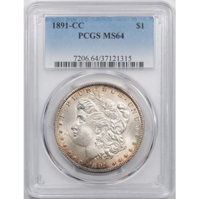 1891 CC $1 Morgan Dollar PCGS MS 64 Uncirculated Carson City Mint Exceptional !