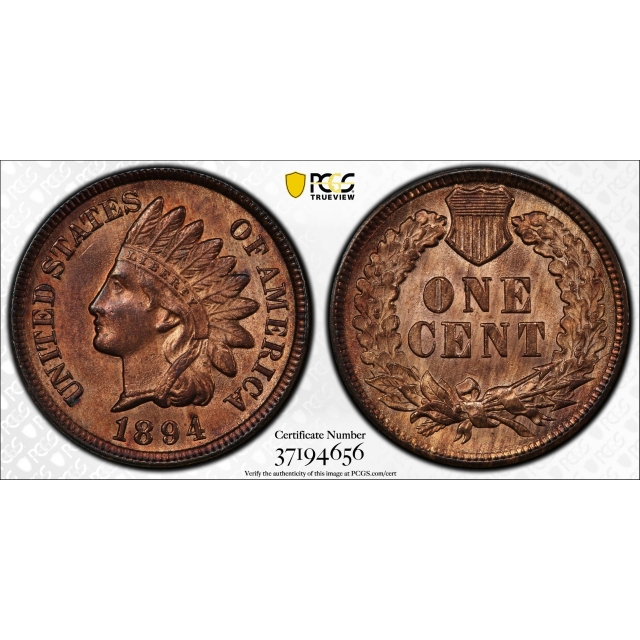1894 1C Indian Head Cent PCGS MS 64 RB Uncirculated Red Brown Better Date !