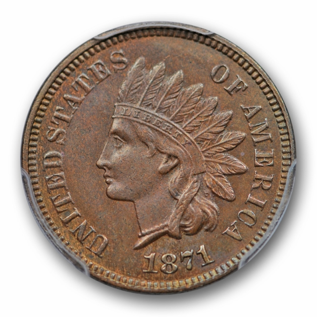 1871 1C Indian Head Cent PCGS MS 63 BN Uncirculated Brown Bold N Key Date