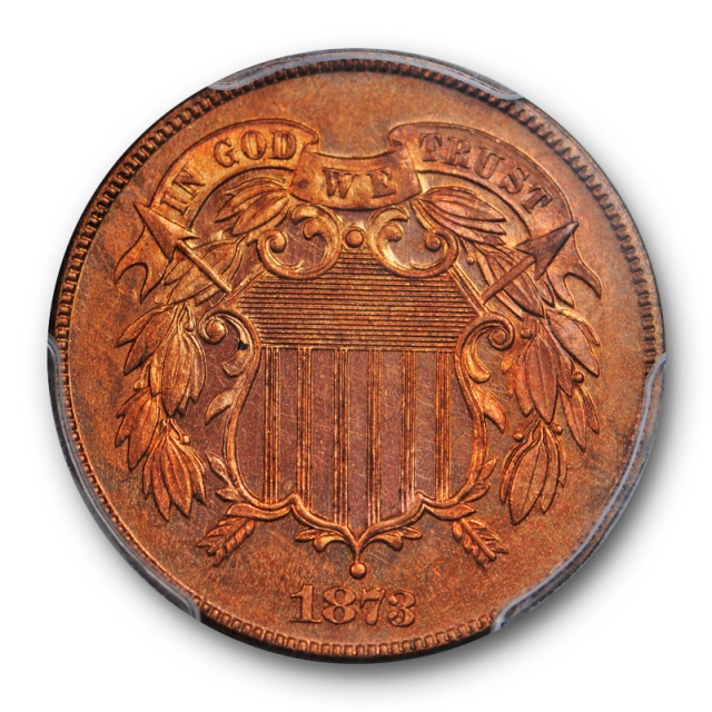 1873 2C Closed 3 Two Cent Piece PCGS PR 63 RB CAC Approved Key Date Proof
