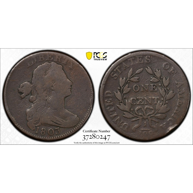 1803 1C Draped Bust Large Cent PCGS VG 8 Small Date, Sm Fraction US Type Coin !