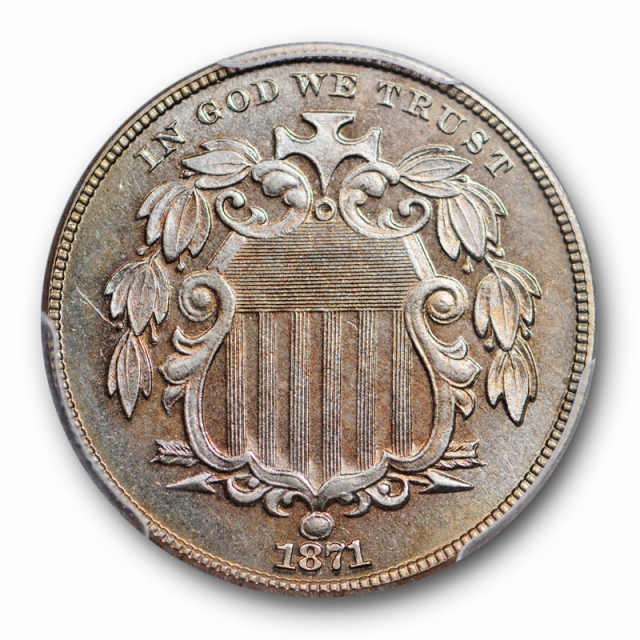 1871 5C Shield Nickel PCGS PR 66 Proof Better Date Tough Low Mintage Five Cent