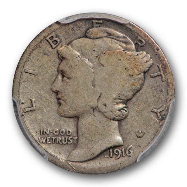1916 D 10C Mercury Dime PCGS VG 8 Very Good Key Date Denver Mint Cert#7481