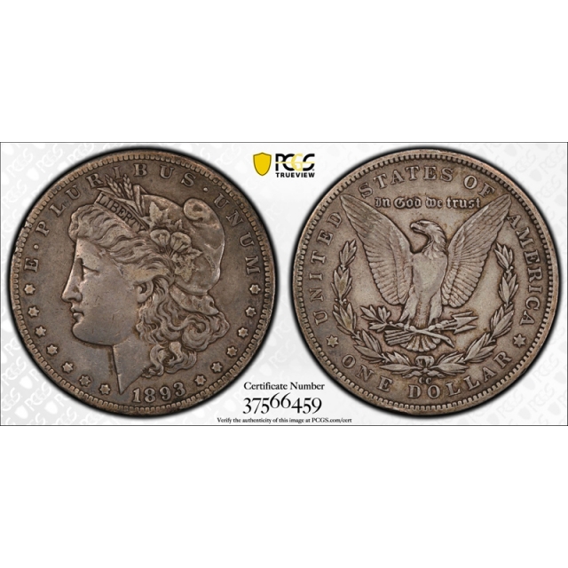 1893 CC $1 Morgan Dollar PCGS VF 30 Very Fine to Extra Fine Carson City Mint