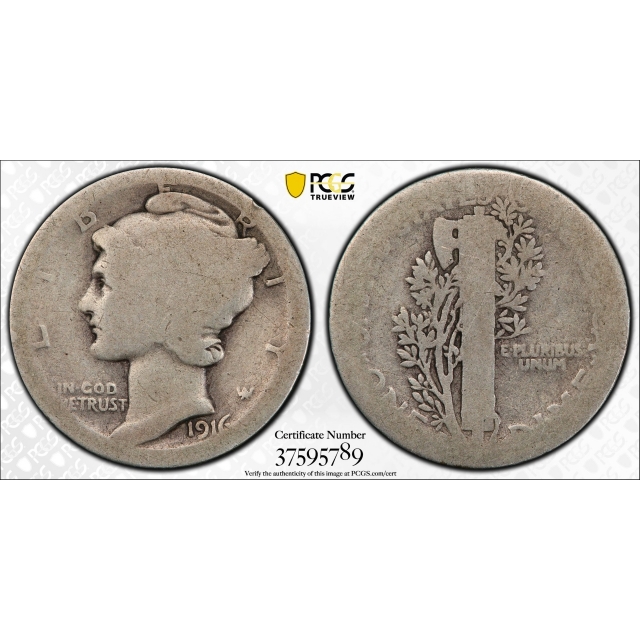 1916 D 10C Mercury Dime PCGS FR 02 2 Denver Mint Key Date Low Mintage