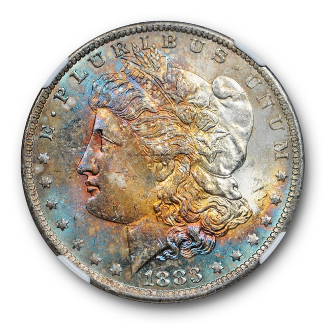 1883 O Morgan Dollar $1 NGC MS 63 Uncirculated Colorful Toned Blue 