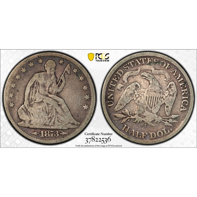 1873 CC 50C Arrows Seated Liberty Half Dollar G 4 Good Key Date Carson City Mint