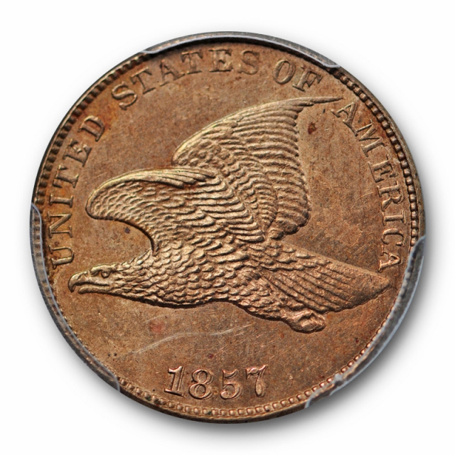 1857 1C Flying Eagle Cent PCGS MS 62 Uncirculated Doubled Date Variety ? 