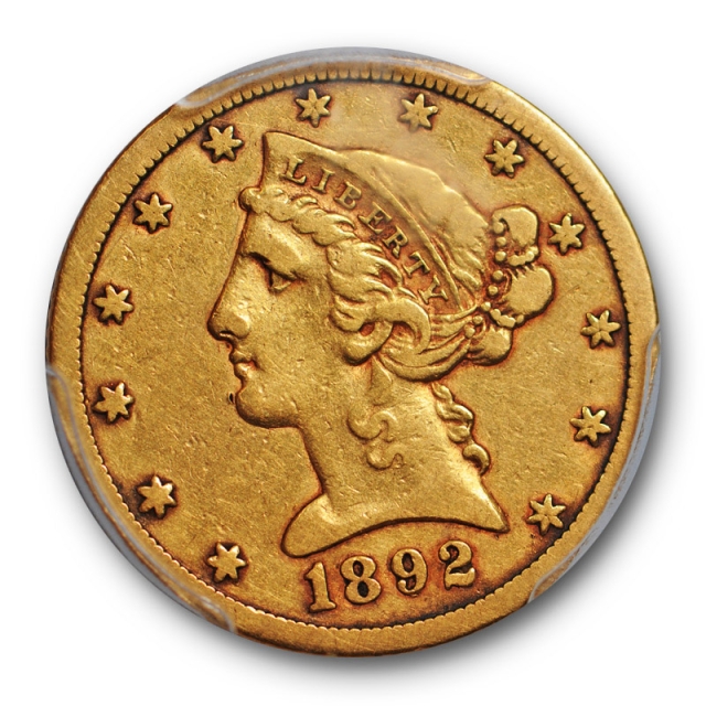 1892 CC $5 Liberty Head Half Eagle PCGS VF 25 Very Fine CAC Approved Pop 1 !