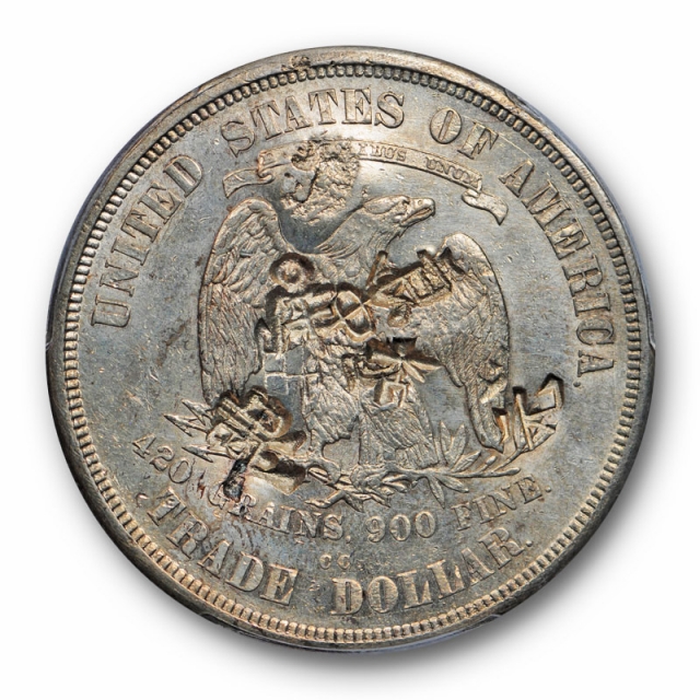 1874 CC T$1 Trade Dollar Chop Marked PCGS AU About Uncirculated Details 
