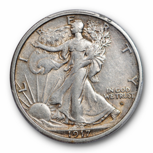 1917 D 50C Obverse Walking Liberty Half Dollar PCGS AU 53 About Uncirculated