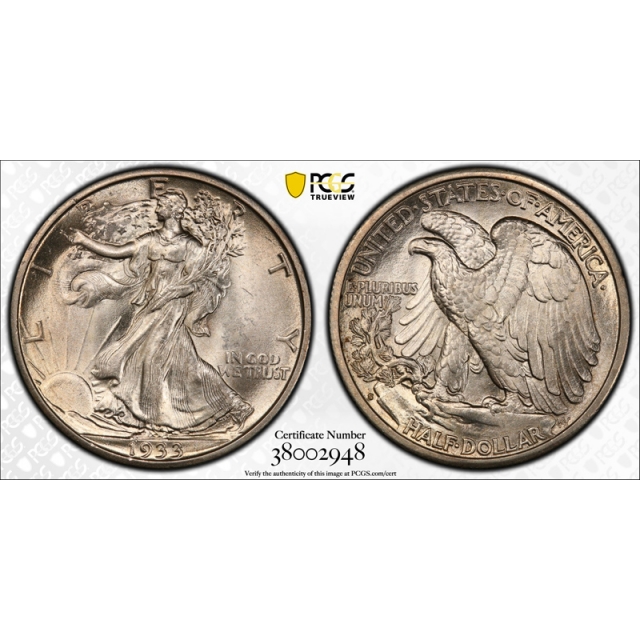 1933 S 50C Walking Liberty Half Dollar PCGS MS 64 Uncirculated Exceptional ! 