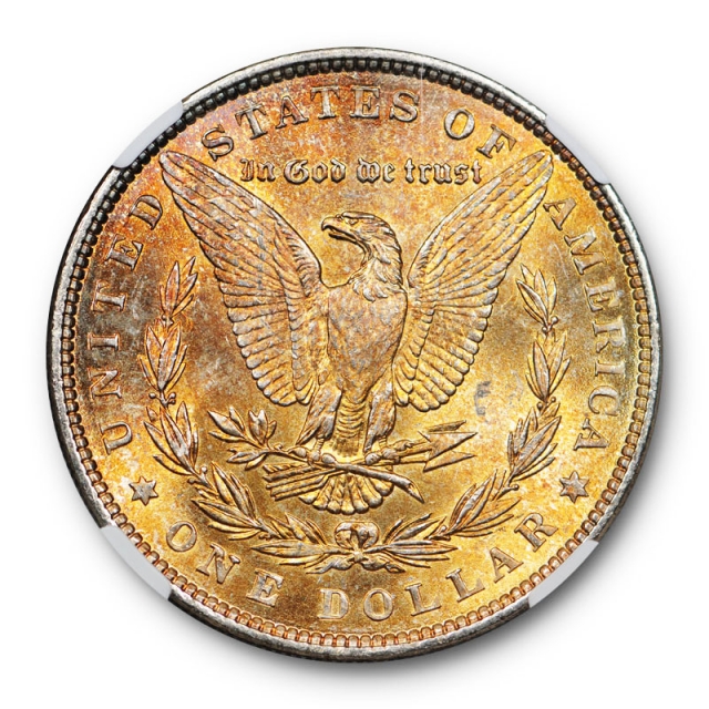 1886 $1 Morgan Dollar NGC MS 65 Uncirculated Golden Toned Reverse Attractive 