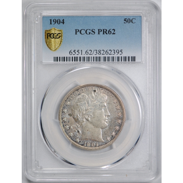 1904 50C Proof Barber Half Dollar PCGS PR 62 Low Mintage Lightly Toned PF Coin