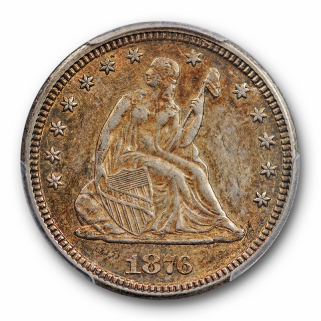 1876 CC 25C Seated Liberty Quarter PCGS AU 50 About Uncirculated Toned 