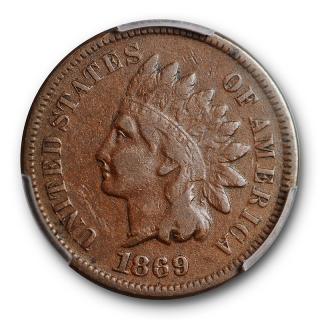 1869/69 1c Indian Head Cent PCGS F 15 Fine to Very Fine Overdate (Not Designated)