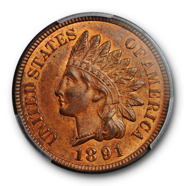 1891 1C Indian Head Cent PCGS MS 63 RB Uncirculated Red Brown 