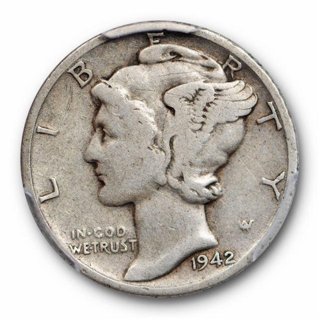 1942/41 D 10C Mercury Dime PCGS F 12 Fine Overdate Variety Coin 1942/1