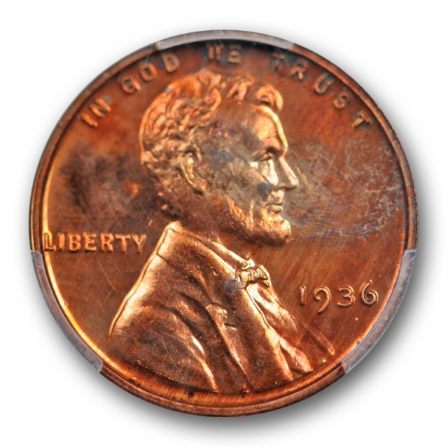 1936 1C Brilliant Proof Lincoln Wheat Cent PCGS PR Uncirculated Details Red Brown 