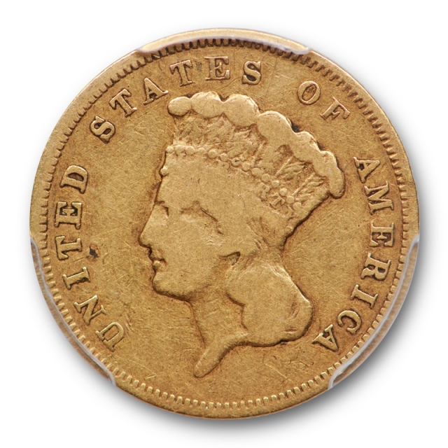 1857 S $3 Three Dollar Gold Piece PCGS F 12 Fine San Francisco Mint Date Tough ! 