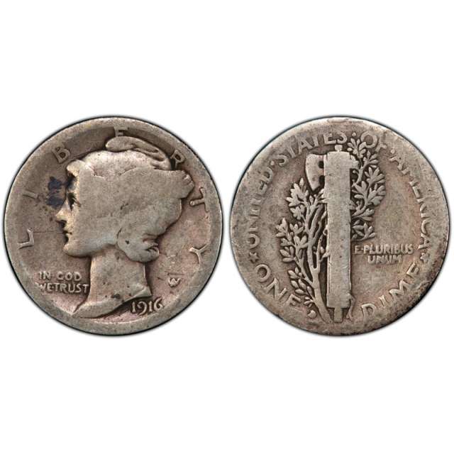 1916 D 10C Mercury Dime PCGS AG 3 About Good Key Date Denver Mint #7290