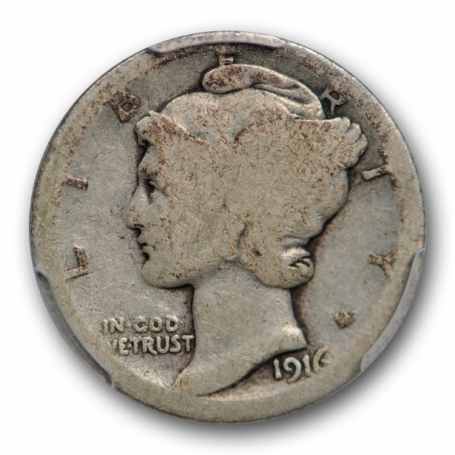 1916 D 10C Mercury Dime PCGS AG 3 About Good Key Date CAC Approved Original 