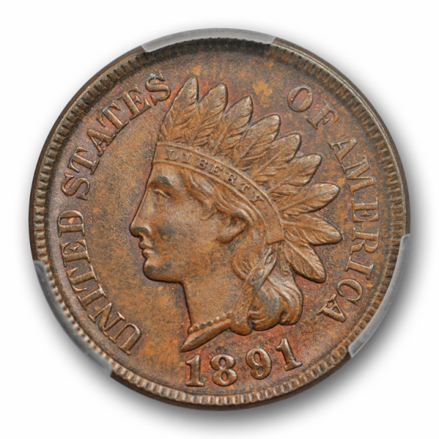 1891 1C Indian Head Cent PCGS MS 64 BN Uncirculated Brown Sharp Strike