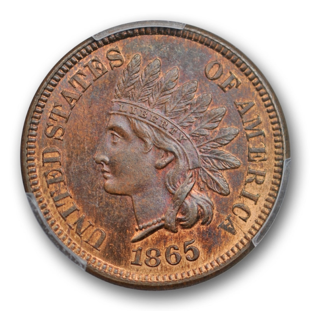 1865 1C Plain 5 Indian Head Cent PCGS MS 64 BN Uncirculated Brown Sharp 