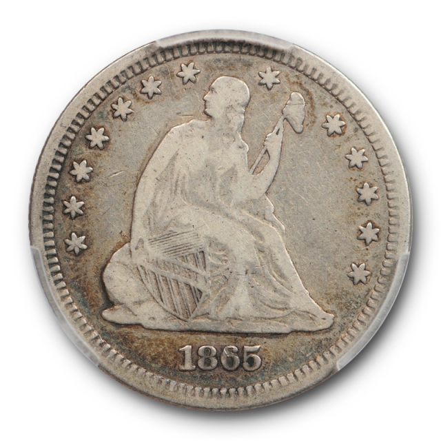1865 25C Seated Liberty Quarter PCGS F 12 Fine Philadelphia P Mint Key Date Tough ! 