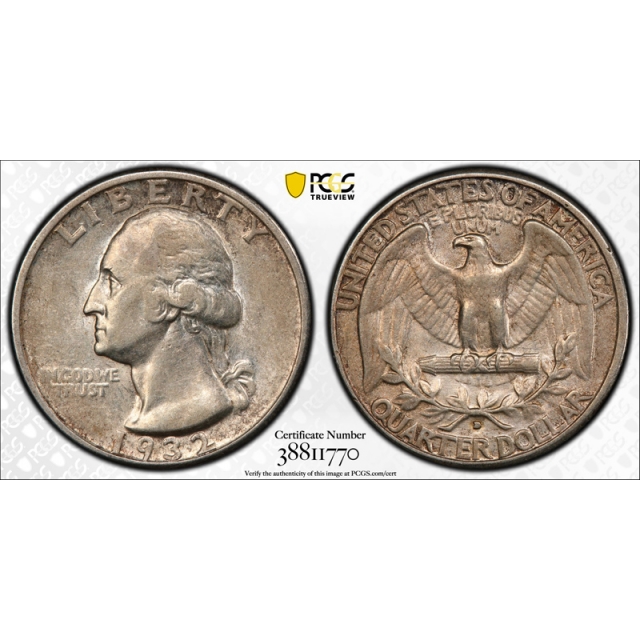 1932 D 25C Washington Quarter PCGS XF 40 Extra Fine Key Date Denver Mint