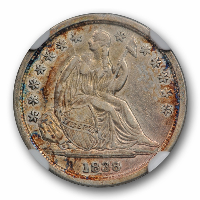 1838 10c Seated Liberty Dime No Drapery Large Stars NGC XF 45 Extra Fine to AU Variety? 
