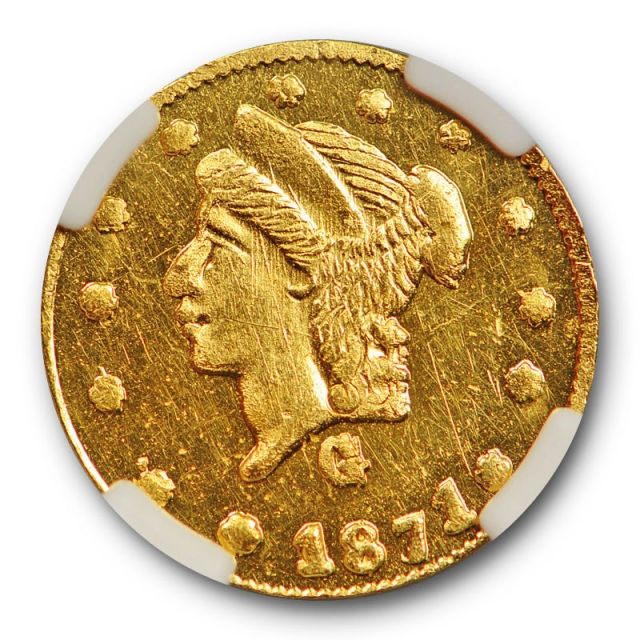 1871 California Fractional Gold Quarter BG-838 G25C NGC MS 63 PL Proof Like