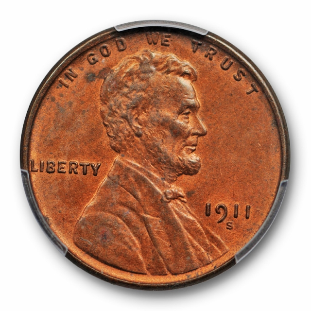 1911 S 1C Lincoln Wheat Cent PCGS MS 63 RB Uncirculated Red Brown 