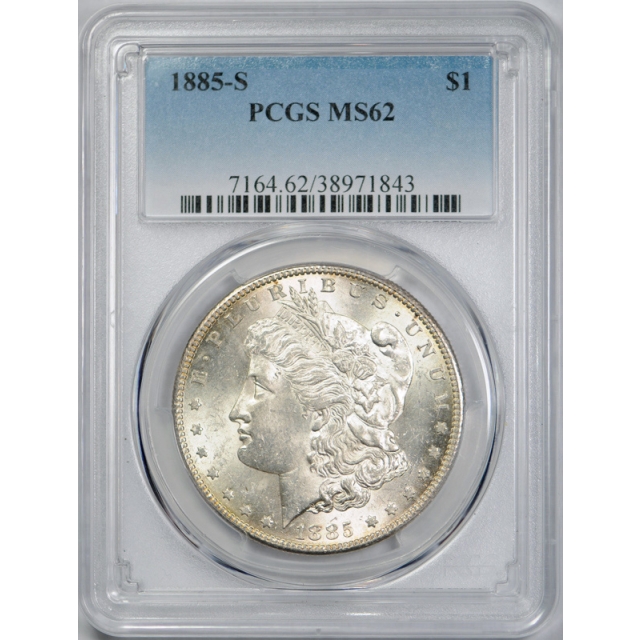 1885 S $1 Morgan Dollar PCGS MS 62 Uncirculated San Francisco Mint 