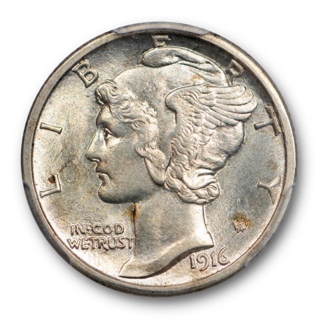 1916 S 10C Mercury Dime PCGS MS 64 Uncirculated Lightly Toned Lustrous