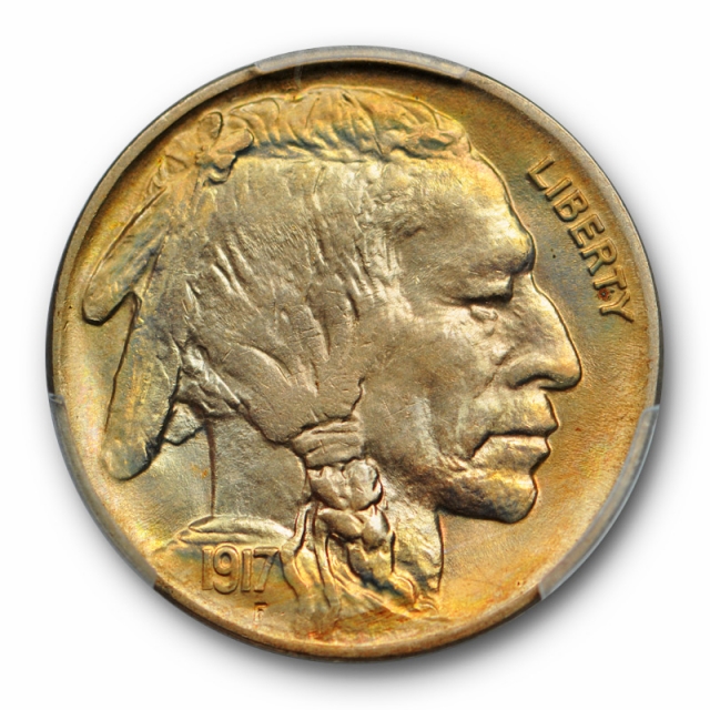 1917 5C Buffalo Nickel PCGS MS 64 Uncirculated Golden Toned Beauty Pretty !