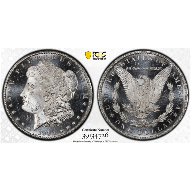 1884 CC $1 Morgan Dollar PCGS MS 63 DMPL Deep Mirror Proof Like Cert#4726