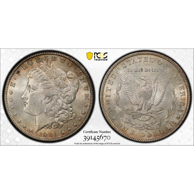 1901 S $1 Morgan Dollar PCGS MS 63 Uncirculated Toned Original Beauty