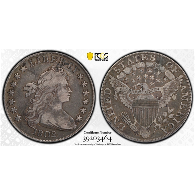 1802/1 $1 Overdate Draped Bust Dollar PCGS VF 20 Very Fine Looks Better !