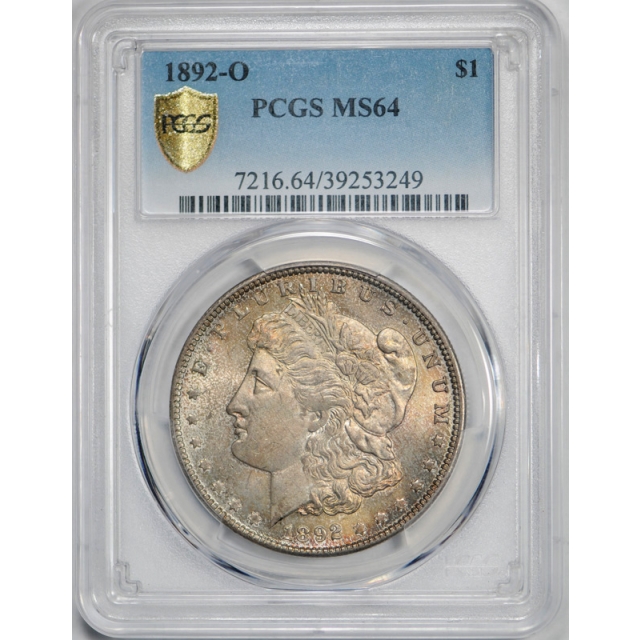 1892 O $1 Morgan Dollar PCGS MS 64 Uncirculated New Orleans Mint Toned Pretty !