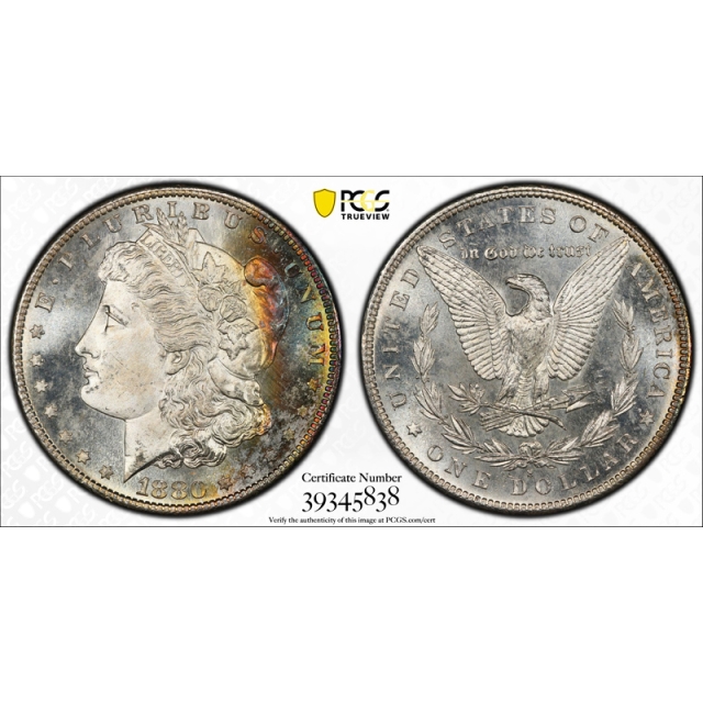 1880 S $1 Morgan Dollar PCGS MS 67 Uncirculated Colorful Toned Beauty Pretty Coin !