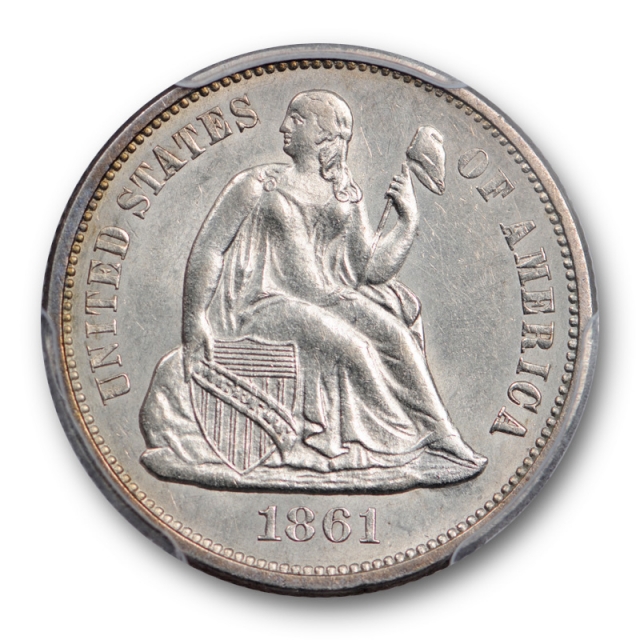 1861 10C Seated Liberty Dime PCGS MS 62 Uncirculated Civil War Era Coin