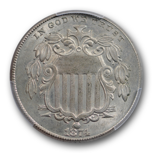 1874 5C Shield Nickel PCGS MS 62 Uncirculated Better Date Original !