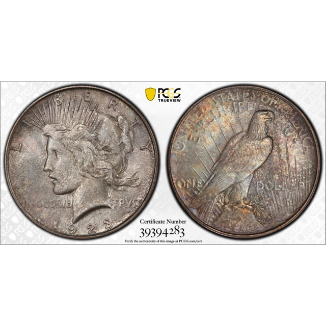 1923 D $1 Peace Dollar PCGS MS 65 Uncirculated Denver Mint Original Toned 