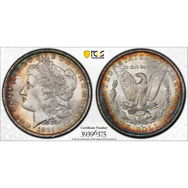 1885 O $1 Morgan Dollar PCGS MS 67 Uncirculated Beautifully Toned Cert#6375